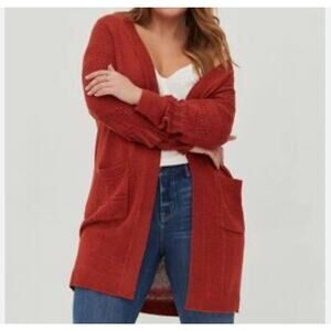 TORRID Rust Orange Open Front Duster Cardigan Sz 00 M L